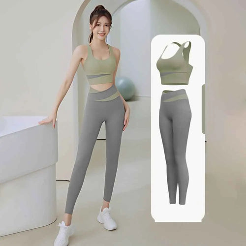 High Waist Yoga Set Lady Gym Suit Sport Set Shockproof Sport Bra Crop