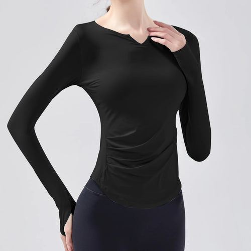 Women's Seamless T-Shirt Blouse Long Sleeve Sports Yoga Top Woman