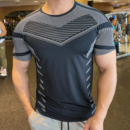 2023 Summer Short Sleeve Shirt Quick Dry Running T Shirts Slim T-shirt