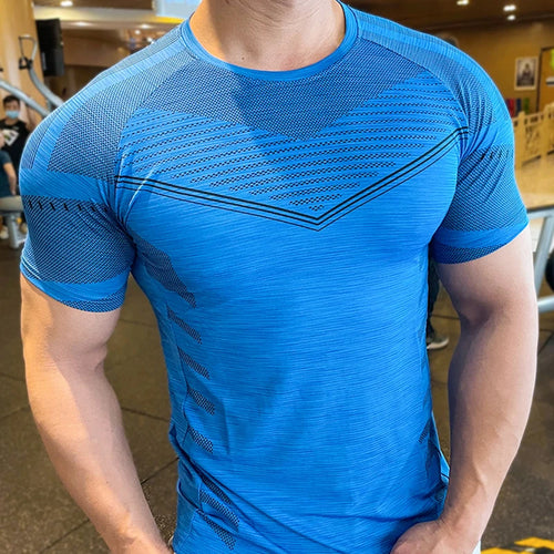 2023 Summer Short Sleeve Shirt Quick Dry Running T Shirts Slim T-shirt