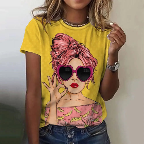 Anime 3D Bad Girl WOW Print Women's Short Sleeve T-shirt O Neck Casual