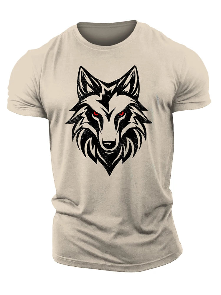 3D Printing Untamed Wolf Red Eyes Drip Gym T-Shirt High Quality Cotton