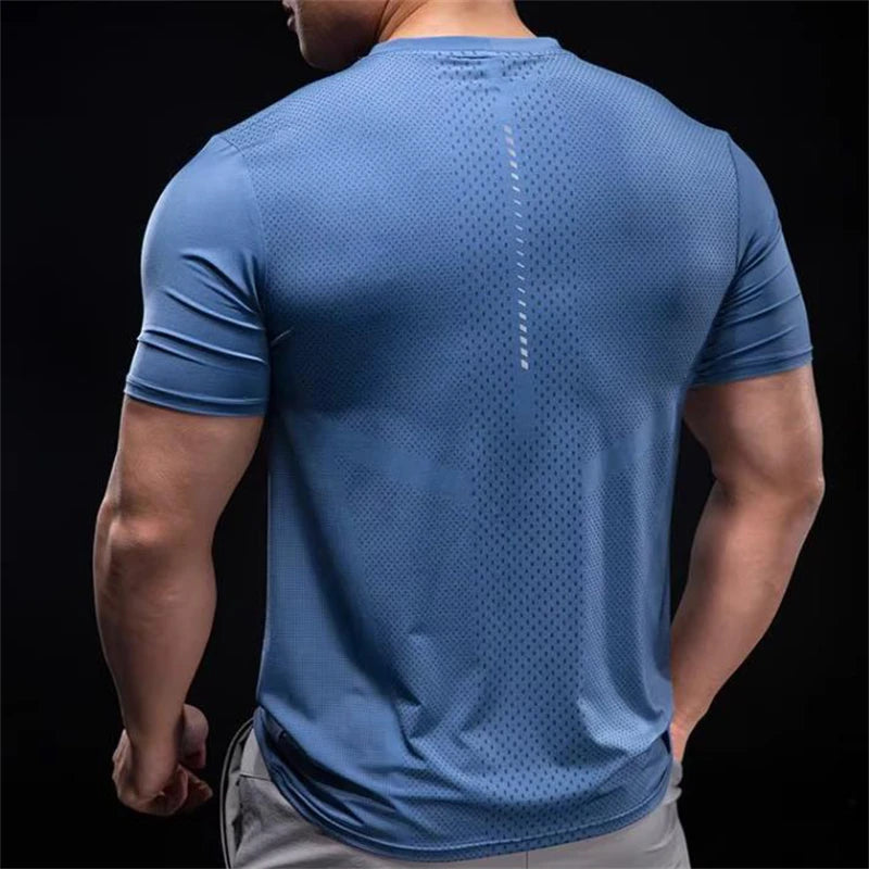 Men Sports T-Shirt Summer Fitness Workout Skinny Short Sleeve Shirts