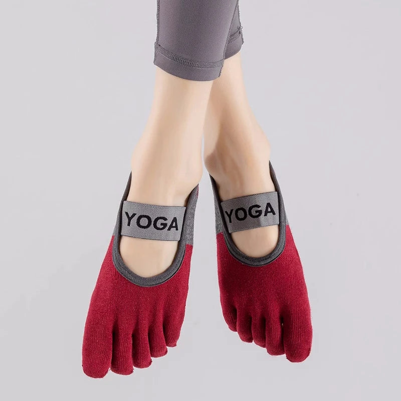 Ladies Breathable Yoga Socks Silicone Non-Slip Five Finger Pilates