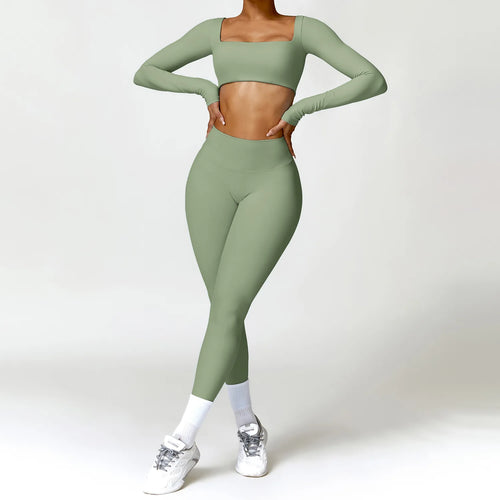 Yoga Set 2PCS Women Gym Long Sleeve Seamless Sportswear Workout