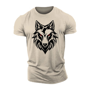 3D Printing Untamed Wolf Red Eyes Drip Gym T-Shirt High Quality Cotton