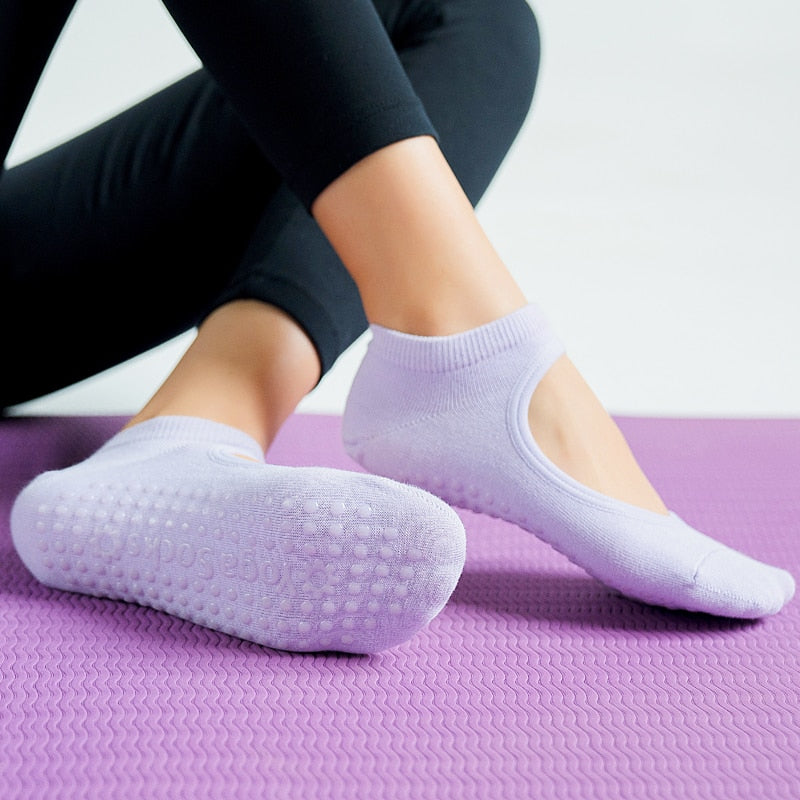 Women High Quality Pilates Socks Anti Slip Breathable Backless Yoga